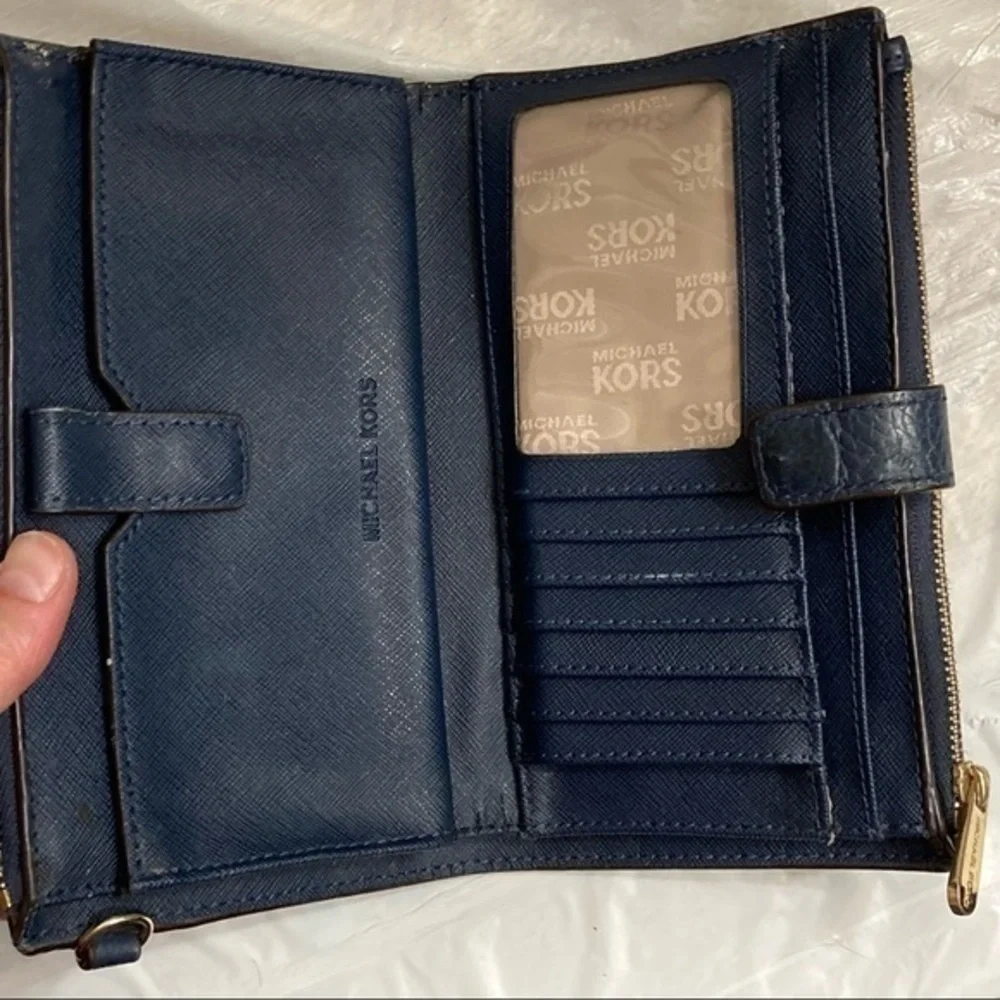 Michael kors blue leather wallet